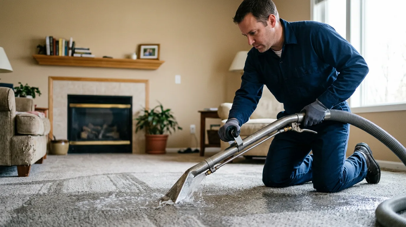 Water damage restoration technician working near Norwich, CT